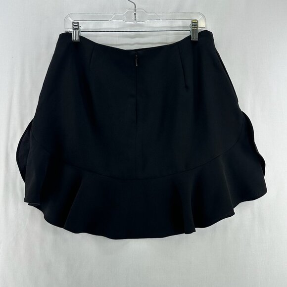Banana Republic Flounce Mini Skirt Womens Sz 10 Back Zip Lined Ruffle Hem Black - Picture 2 of 13